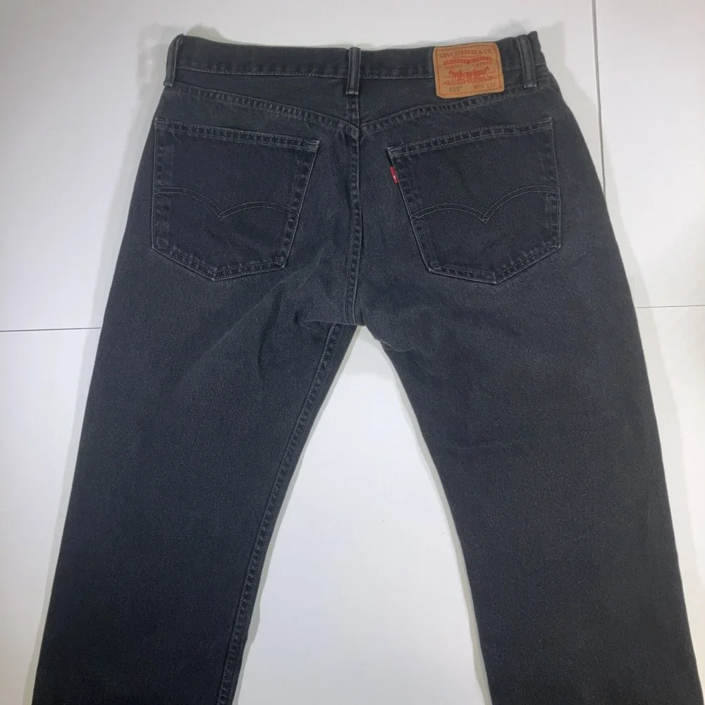 Levi's 505 Jeans Mens 36x32 Faded Black Regular Fit Straight Denim Pants
